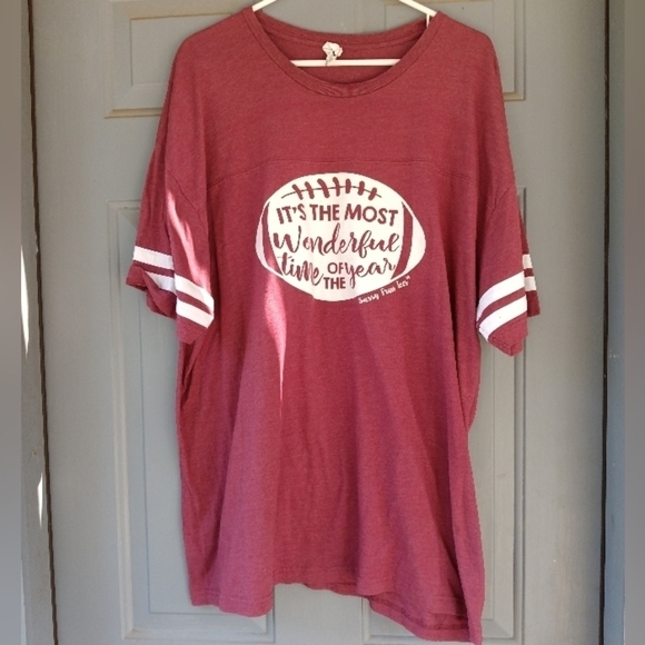 Women's Burgundy Football Season T Shirt Plus Size 2X - Picture 2 of 3